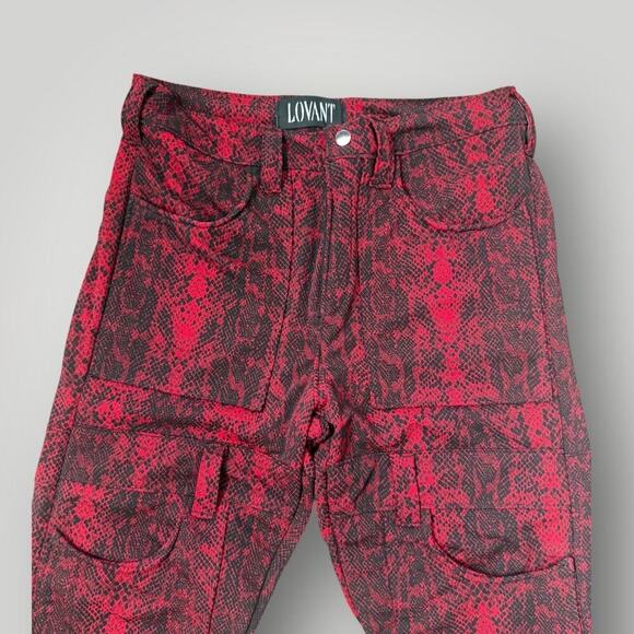 LOVANT Red Snake Print Flared Cargo Pants - Heavyweight, Y2K Style  Sz 32 L29 - Picture 3 of 9